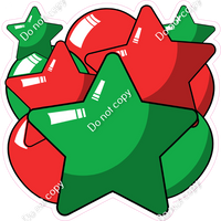 Cartoon Balloon Star Bundle - Red & Green