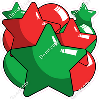 Cartoon Balloon Star Bundle - Red & Green