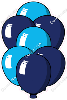 Cartoon XL Balloon Bundle - Navy Blue & Caribbean