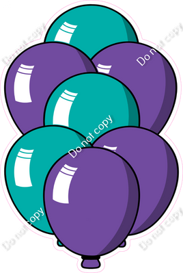 Cartoon XL Balloon Bundle - Purple & Teal