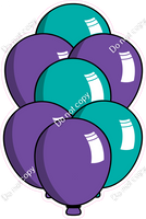 Cartoon XL Balloon Bundle - Purple & Teal