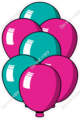 Cartoon XL Balloon Bundle - Hot Pink & Teal