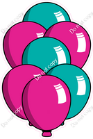 Cartoon XL Balloon Bundle - Hot Pink & Teal