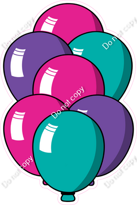 Cartoon XL Balloon Bundle - Teal, Hot Pink, Purple