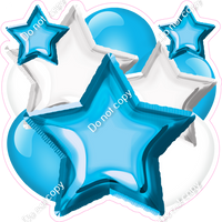 Flat Caribbean & White Balloon & Star Bundle