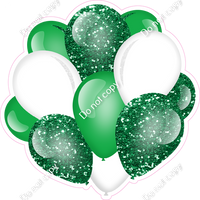 Sparkle - Green & White Balloon Cluster