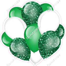 Sparkle - Green & White Balloon Cluster