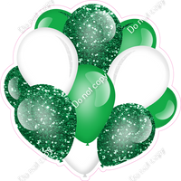 Sparkle - Green & White Balloon Cluster