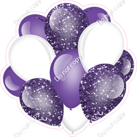 Sparkle - Purple  & White Balloon Cluster