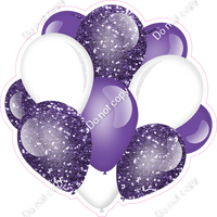 Sparkle - Purple  & White Balloon Cluster