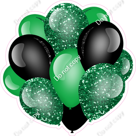 Sparkle - Green & Black Balloon Cluster