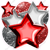 Silver & Red Balloon Star Bundle