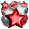 Silver & Red Balloon Star Bundle