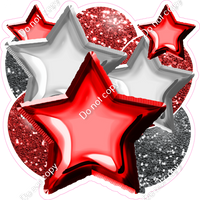 Silver & Red Balloon Star Bundle