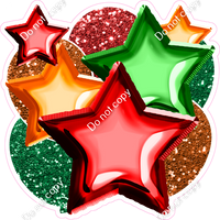 Red Green Orange Balloon Star Bundle