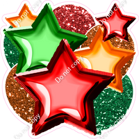 Red Green Orange Balloon Star Bundle