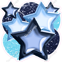 Baby Blue Navy Blue Balloon Star Bundle