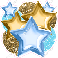 Baby Blue & Gold Balloon & Star Bundle