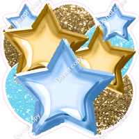 Baby Blue & Gold Balloon & Star Bundle