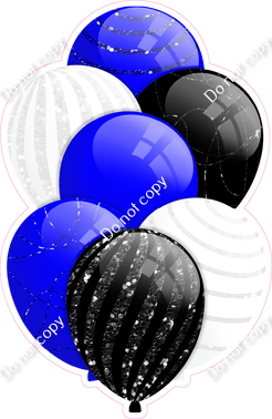 White, Blue, Black Balloons - Sparkle Accents