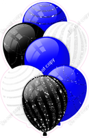 White, Blue, Black Balloons - Sparkle Accents