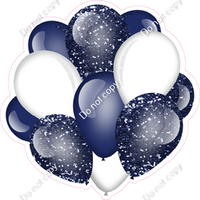 Sparkle - Navy Blue & White Balloon Cluster