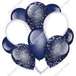 Sparkle - Navy Blue & White Balloon Cluster