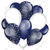 Sparkle - Navy Blue & White Balloon Cluster
