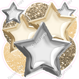 Tan, Champagne, Silver Balloon Star Bundle