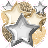 Tan, Champagne, Silver Balloon Star Bundle