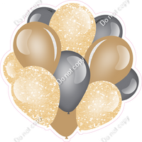 Tan, Champagne, Silver Balloon Cluster