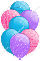 Bubblegum, Caribbean, Lilac XL Balloon Bundle