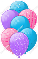 Bubblegum, Caribbean, Lilac XL Balloon Bundle