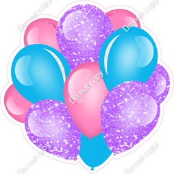 Bubblegum, Caribbean, Lilac Balloon Cluster