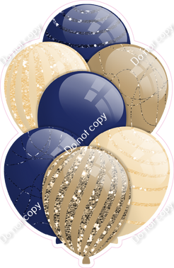 Khaki, Navy Blue, Champagne Balloons - Sparkle Accents