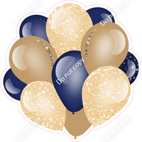 Khaki, Navy Blue, Champagne Balloon Cluster