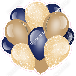 Khaki, Navy Blue, Champagne Balloon Cluster