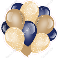Khaki, Navy Blue, Champagne Balloon Cluster