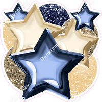 Khaki, Navy Blue, Champagne Balloon & Star Bundle