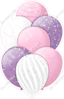 Baby Pink, White, & Lavender Balloons - Sparkle Accents