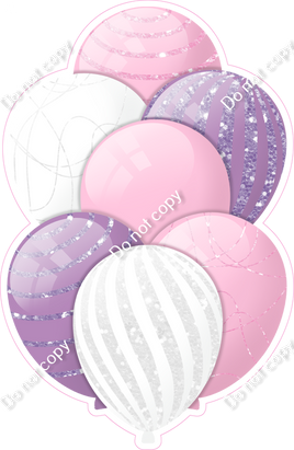 Baby Pink, White, & Lavender Balloons - Sparkle Accents