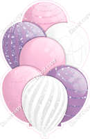 Baby Pink, White, & Lavender Balloons - Sparkle Accents
