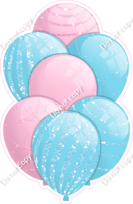 Baby Pink & Baby Blue Balloons - Sparkle Accents