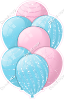 Baby Pink & Baby Blue Balloons - Sparkle Accents