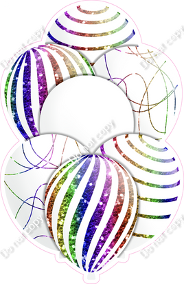 White Balloons - Rainbow Sparkle Accents