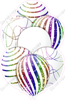 White Balloons - Rainbow Sparkle Accents