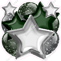 Silver & Hunter Green Balloon Star Bundle