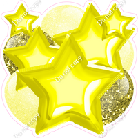 Yellow & Yellow Glitter Balloon Star Bundle