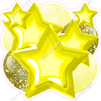 Yellow & Yellow Glitter Balloon Star Bundle