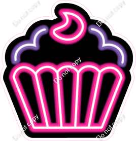 NEON - Hot Pink & Purple Cupcake